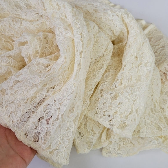 Vtg Cream Lace Midi Dress Cottagecore Boho Short Sleeve Romantic Wedding Size 10 - Picture 16 of 17